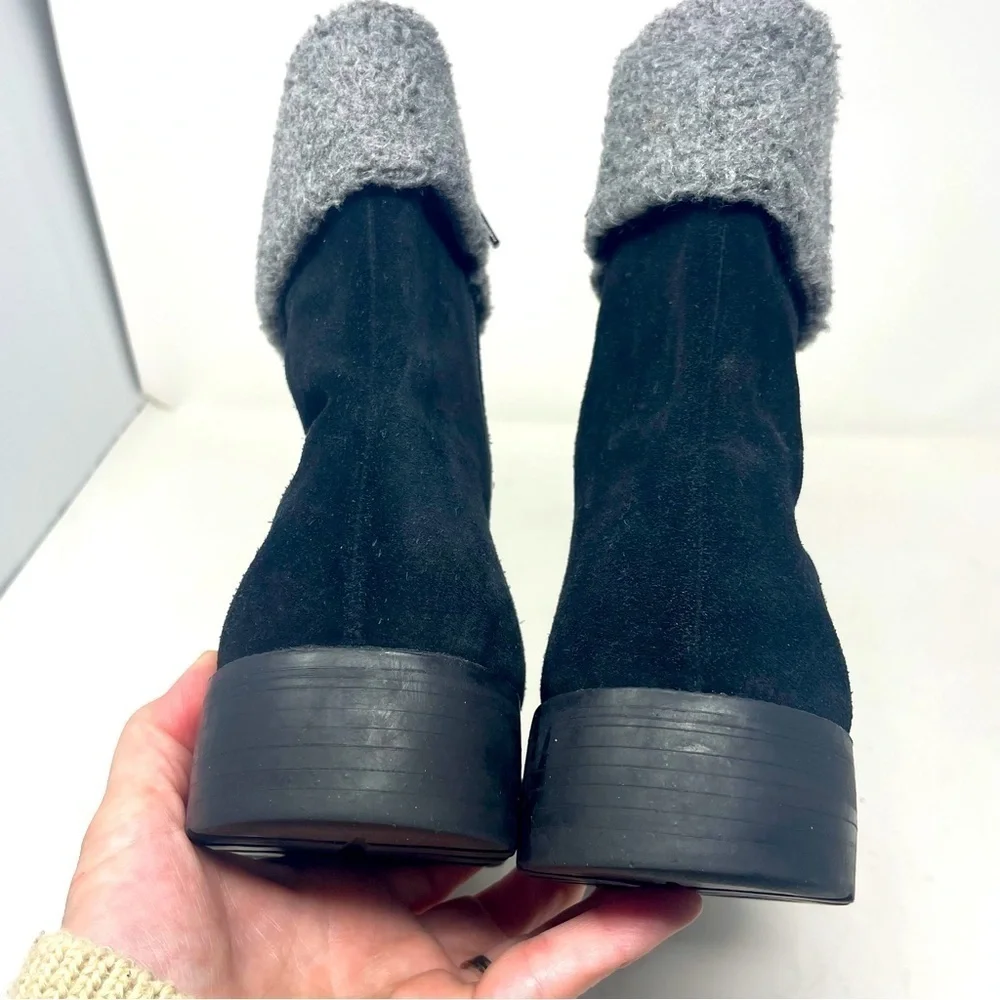 Talbots Ankle Boots Leather/Suede Fleece Lined Size 9.5 Black